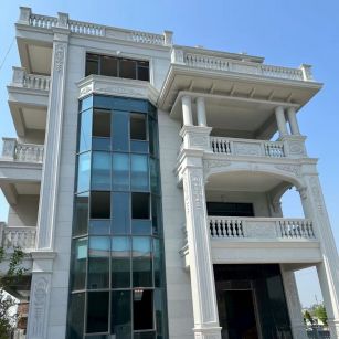 青岛 芝麻白花岗岩别墅外墙干挂效果展示