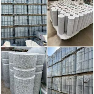 青岛 芝麻白花岗岩挡车柱、隔离柱多少钱