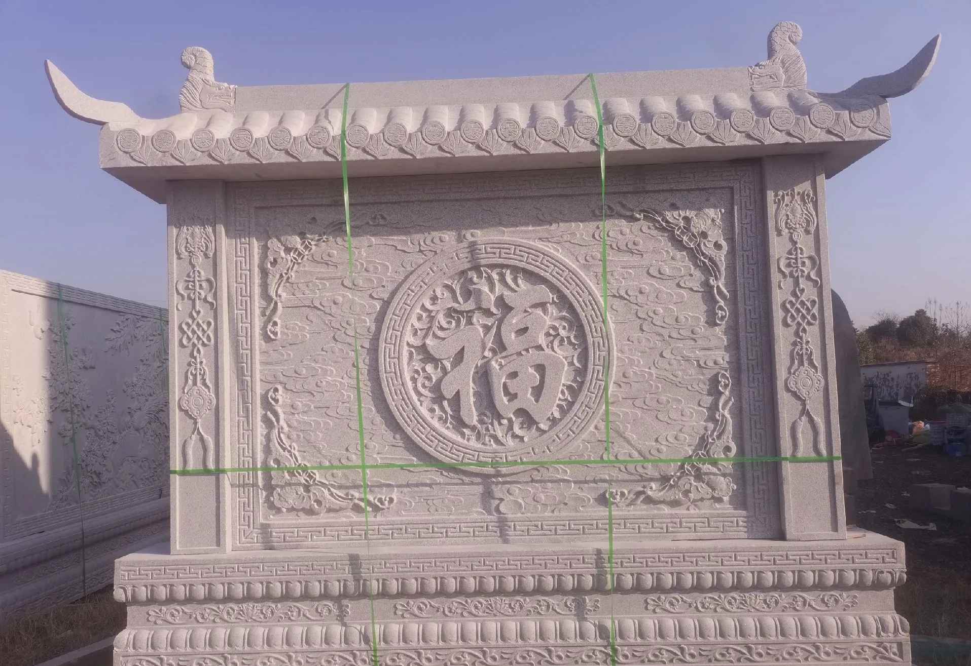 青岛 芝麻白花岗岩屏风，照壁，影壁